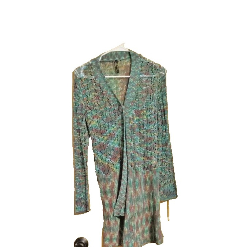 Pronto Cardigan Light  Knit Sweater Women' Size Small MultiColor Asymmetric Boho